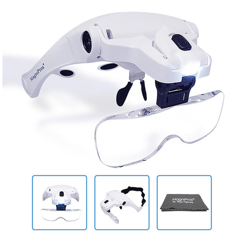 5 Lens Adjustable Loupe Headband Magnifying Glass Magnifier with LED Light  