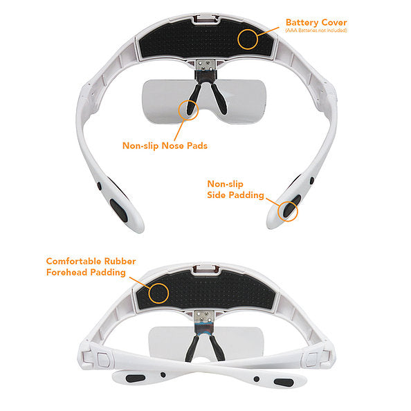 Jewelers Head Headband Magnifier 2 LED Illuminated Visor