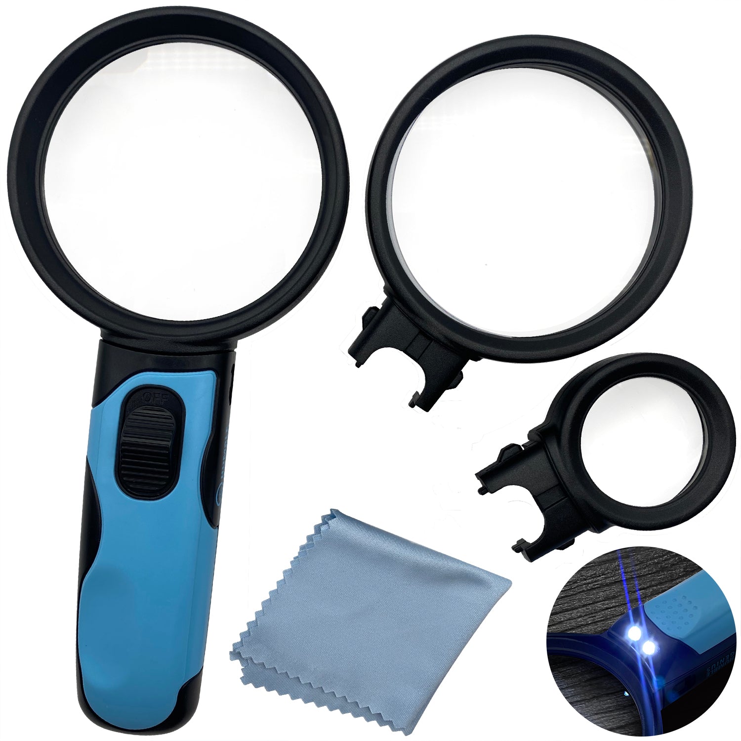 Magnifying Glass with Light, Extra Large Magnifier, 3 Bright LED  Illuminated 2X Magnifying Glass Lens 4X Zoom Lightweight Handheld  Shatterproof