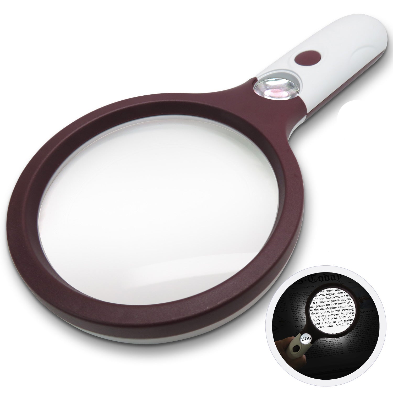 Magnipros 5X Large LED Full Page Magnifying Glass with Detachable Hands-Free Stand & 3 Color Lighting Modes to Reduce Eye Strain, Ideal for Reading