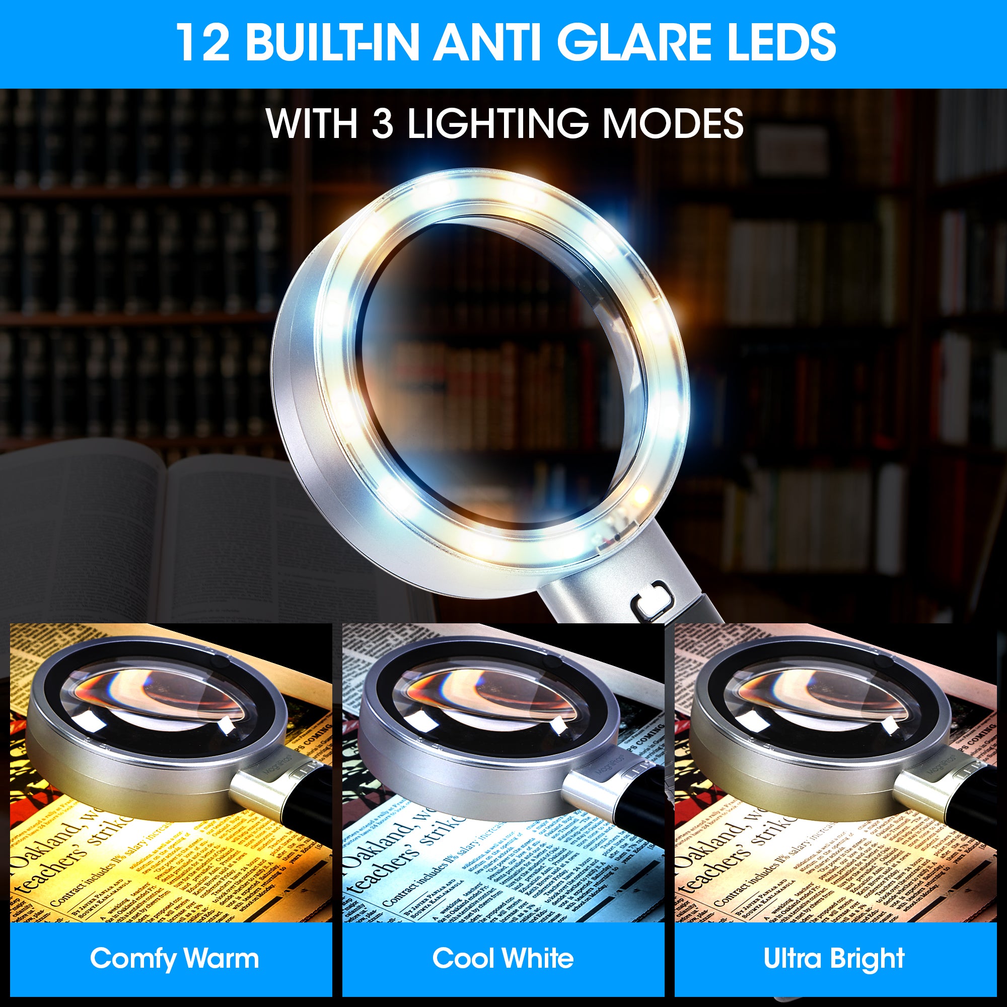 Coin Magnifier With Light - Premium LED Magnifying Glass
